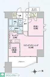 JR中央線 武蔵境駅 徒歩3分の賃貸マンション 2階1LDKの間取り