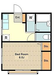 カリーノ 2階1Kの間取り