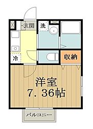 ドゥーピエース 1階1Kの間取り