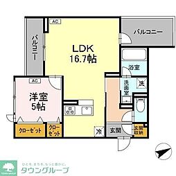 D-residence稲城 3階1LDKの間取り