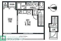 ヴェルドミール 2階1DKの間取り