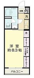L’　Appartment221 1階1Kの間取り