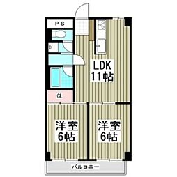 スターライトヴィラ2 3階2LDKの間取り