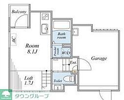 ラ・ソラリス 1階ワンルームの間取り
