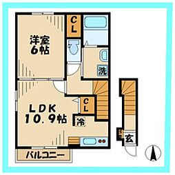 グレースランド 2階1LDKの間取り