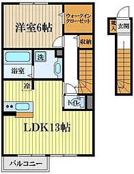 ソレアード 2階1LDKの間取り