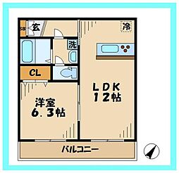 ＰＥＡＲ　ＰＡＲＫ3 2階1LDKの間取り