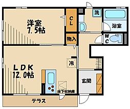 ヴィラ多摩 1LDKの間取図画像
