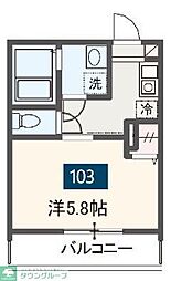 MELDIA稲城 1Kの間取図画像