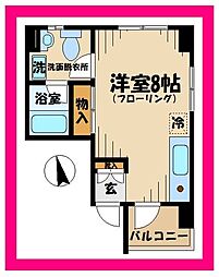 ビジュー府中 ワンルームの間取図画像