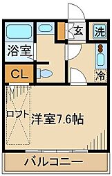 ファンタジア 1Kの間取図画像