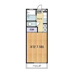 メゾンベル 1Kの間取図画像