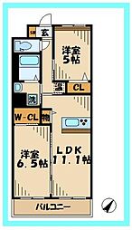 カトレア 2LDKの間取図画像