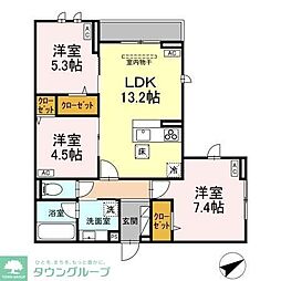 Calme Ville 3LDKの間取図画像