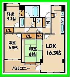 成城ストリームハイツ 3LDKの間取図画像