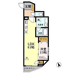 セントオハナ立川 1LDKの間取図画像