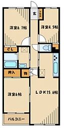 クレールコート芦花公園 3LDKの間取図画像