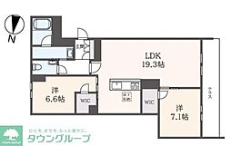 ホクレア分倍河原 2LDKの間取図画像