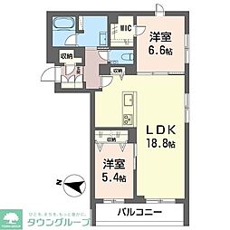 ホクレア分倍河原 2LDKの間取図画像