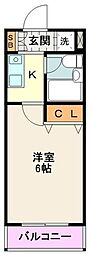 パインコートタチカワ 1Kの間取図画像