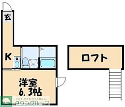 カトルセゾン調布 1Kの間取図画像