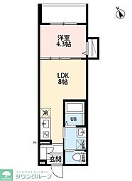 robot home 中河原III(ロボットホームナカガワラスリー) 1LDKの間取図画像