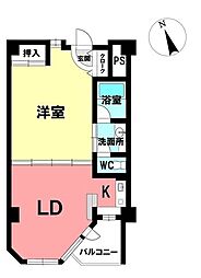 ヴィラコスモス知多 1LDKの間取図画像