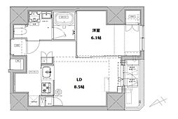 JR山手線 西日暮里駅 徒歩10分の賃貸マンション 2階1LDKの間取り
