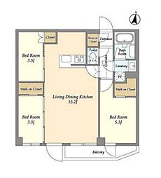 西武池袋線 中村橋駅 徒歩7分の賃貸マンション 4階3LDKの間取り