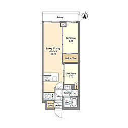 西武池袋線 中村橋駅 徒歩7分の賃貸マンション 3階2LDKの間取り