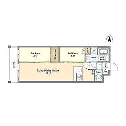 西武池袋線 中村橋駅 徒歩7分の賃貸マンション 1階2LDKの間取り