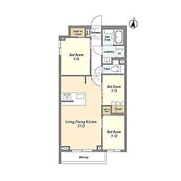 西武池袋線 中村橋駅 徒歩7分の賃貸マンション 3階3LDKの間取り