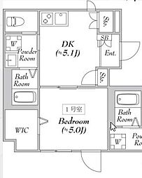 日暮里舎人ライナー 赤土小学校前駅 徒歩4分の賃貸マンション 2階1DKの間取り