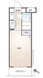 西武池袋線 江古田駅 徒歩10分の賃貸マンション 2階ワンルームの間取り