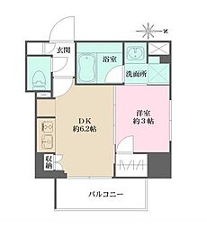 JR山手線 西日暮里駅 徒歩6分の賃貸マンション 8階1DKの間取り