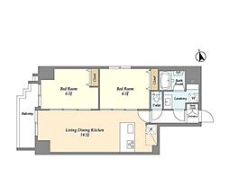 東京メトロ南北線 駒込駅 徒歩5分の賃貸マンション 10階2LDKの間取り