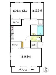 西武池袋線 中村橋駅 徒歩3分の賃貸マンション 1階3DKの間取り