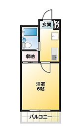 都営大江戸線 新江古田駅 徒歩7分の賃貸マンション 4階1Kの間取り