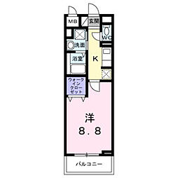 西武池袋線 石神井公園駅 徒歩32分の賃貸マンション 3階1Kの間取り