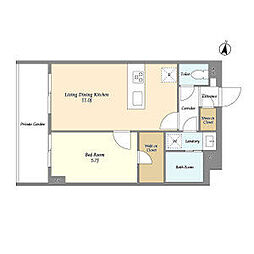 東京メトロ副都心線 地下鉄赤塚駅 徒歩11分の賃貸マンション 1階1LDKの間取り
