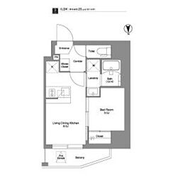 東京メトロ南北線 王子駅 徒歩3分の賃貸マンション 8階1DKの間取り