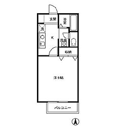 都営大江戸線 練馬春日町駅 徒歩7分の賃貸アパート 2階1Kの間取り