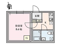 都営大江戸線 新江古田駅 徒歩7分の賃貸マンション 4階1Kの間取り