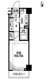 西武池袋線 中村橋駅 徒歩8分の賃貸マンション 1階1Kの間取り
