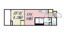 都営三田線 西巣鴨駅 徒歩6分の賃貸マンション 2階1DKの間取り