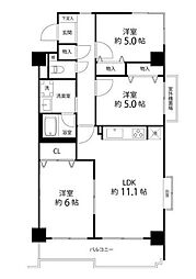 都営大江戸線 光が丘駅 徒歩11分の賃貸マンション 3階3LDKの間取り