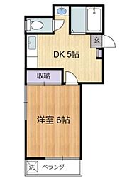 都営大江戸線 練馬駅 徒歩6分の賃貸マンション 1階1Kの間取り