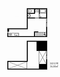 東京メトロ南北線 西ケ原駅 徒歩8分の賃貸アパート 2階ワンルームの間取り