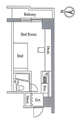 JR山手線 田端駅 徒歩9分の賃貸マンション 7階ワンルームの間取り