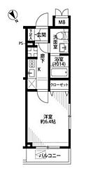 東武東上線 北池袋駅 徒歩5分の賃貸マンション 1階1Kの間取り